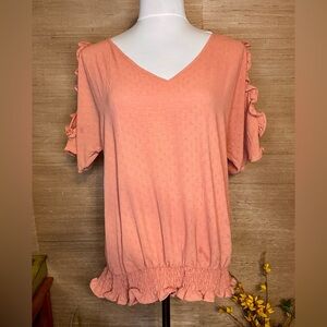 Adrienne Vittadini Coral Ruffle Sleeve Blouse
